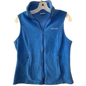 Columbia Fleece Vest Womens Medium Blue Full Zip Outdoor Hiking Lightweight